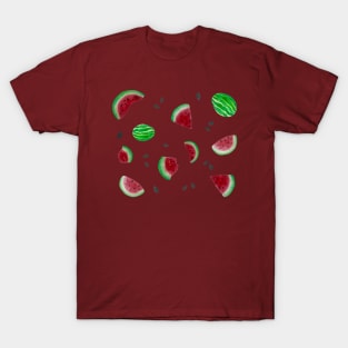 Watercolor Watermelon Pattern T-Shirt